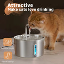 Gato bebendo na fonte de água inox silenciosa