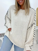 Blusa Feminina Tricot Inverno Gola Redonda