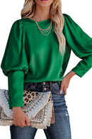 Blusa de cetim plissada casual
