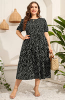 Vestido feminino plus size manga curta estampado