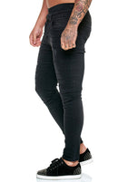 Calça jeans slim cintura alta moda masculina