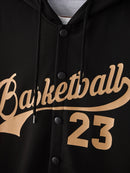 Jaqueta masculina com capuz estampada em dois tons e cordão sem camiseta