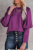 Blusa de cetim plissada casual