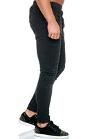 Calça jeans slim cintura alta moda masculina