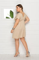 Vestido feminino plus size profundo em V sólido