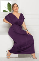 Vestido feminino plus size em V profundo
