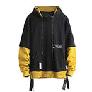 Moletom com capuz masculino GURUNVANI com cores contrastantes, Amarelo, XL