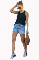Shorts jeans feminino irregular de serapilheira