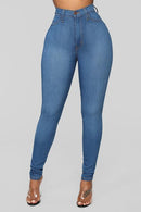 Jeans skinny de cintura alta feminino