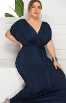Vestido feminino plus size em V profundo