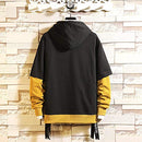Moletom com capuz masculino GURUNVANI com cores contrastantes, Amarelo, XL