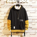 Moletom com capuz masculino GURUNVANI com cores contrastantes, Amarelo, XL