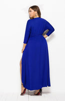 Vestido feminino plus size sólido V profundo