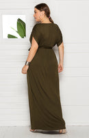 Vestido feminino plus size em V profundo