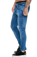 Calça jeans slim cintura alta moda masculina