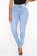Jeans skinny de cintura alta feminino