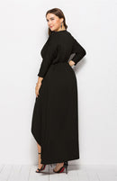 Vestido feminino plus size liso profundo em V