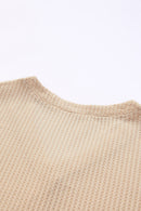 V Neck Button Front Long Sleeve Peplum Top