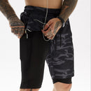 Bermudas 2 em 1 corrida, jogging, fitness, esporte, academia, treino
