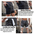 Bermudas 2 em 1 corrida, jogging, fitness, esporte, academia, treino