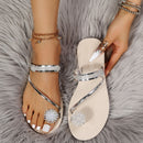 Strass Carta Glamour Sandálias rasteiras femininas