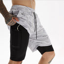 Bermudas 2 em 1 corrida, jogging, fitness, esporte, academia, treino