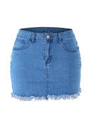 Pacote feminino retrô com franjas e saia curta jeans