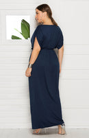 Vestido feminino plus size em V profundo