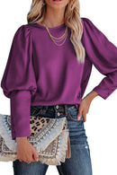 Blusa de cetim plissada casual
