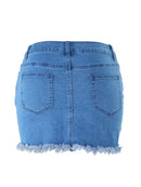 Pacote feminino retrô com franjas e saia curta jeans