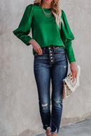 Blusa de cetim plissada casual