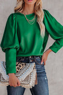 Blusa de cetim plissada casual