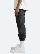 Calça cargo folgada masculina de cor sólida