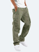 Calça cargo folgada masculina de cor sólida