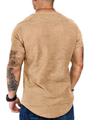Camiseta de manga curta de algodão cor sólida em torno do pescoço camisa de fundo masculina