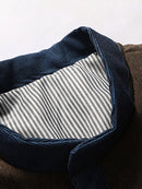 Jaqueta juvenil casual azul espessada com bolso na costura lateral e sem capuz