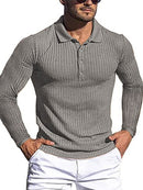 Camisa polo de manga longa com tira vertical alta elástica masculina nova camisa polo de fundo de malha fina