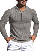 Camisa polo de manga longa com tira vertical alta elástica masculina nova camisa polo de fundo de malha fina