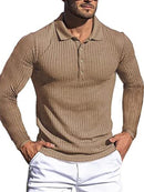 Camisa polo de manga longa com tira vertical alta elástica masculina nova camisa polo de fundo de malha fina