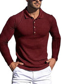 Camisa polo de manga longa com tira vertical alta elástica masculina nova camisa polo de fundo de malha fina