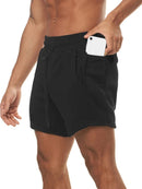 Shorts de corrida masculinos de cor sólida que absorvem o suor
