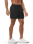 Shorts de corrida masculinos de cor sólida que absorvem o suor