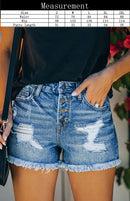 Shorts jeans feminino com franjas versáteis rasgados e lavados