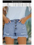 Shorts femininos cintura média abotoados jeans lavados shorts jeans rasgados