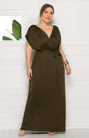 Vestido feminino plus size em V profundo