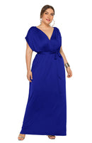 Vestido feminino plus size profundo em V sólido