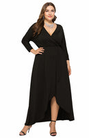 Vestido feminino plus size liso profundo em V