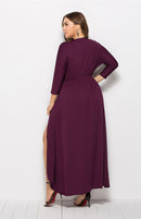 Vestido feminino plus size sólido V profundo