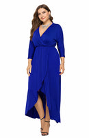 Vestido feminino plus size sólido V profundo