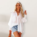 Camisa de gola fina listra média longa casual camisa de manga comprida
